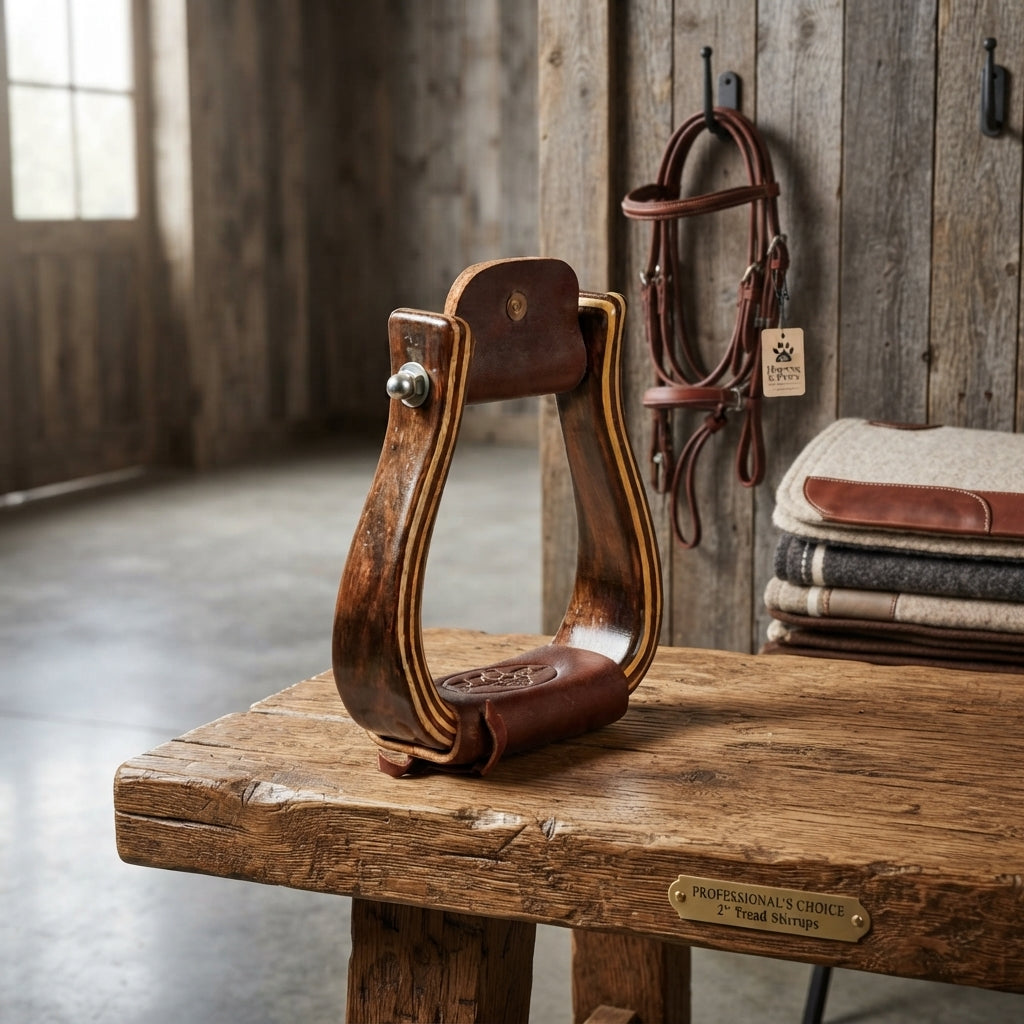 Lifestyle photo of Professional's Choice Wood Stirrups - 2" Tread, Shock Absorbing