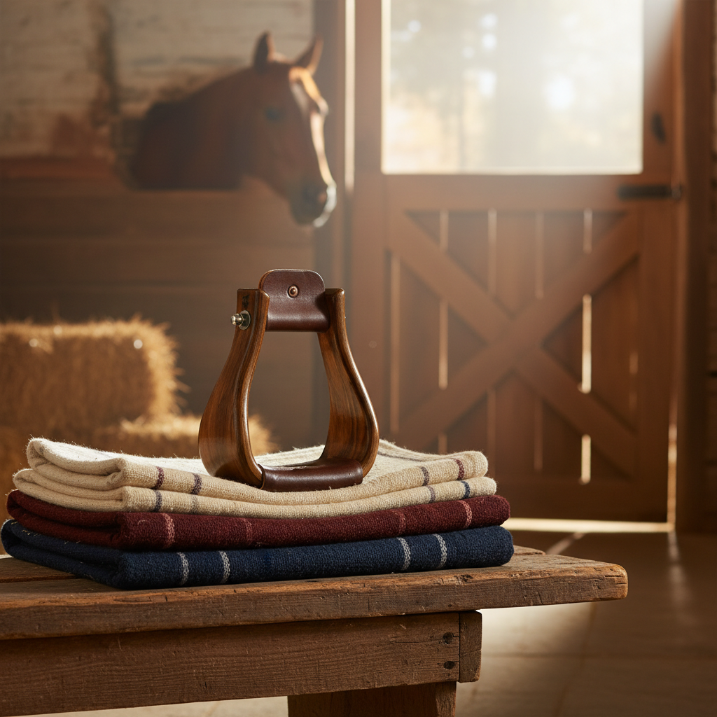 Professional's Choice Wood Stirrups - 3-Inch Tread Medium Gloss Finish with Laced Leather Treads