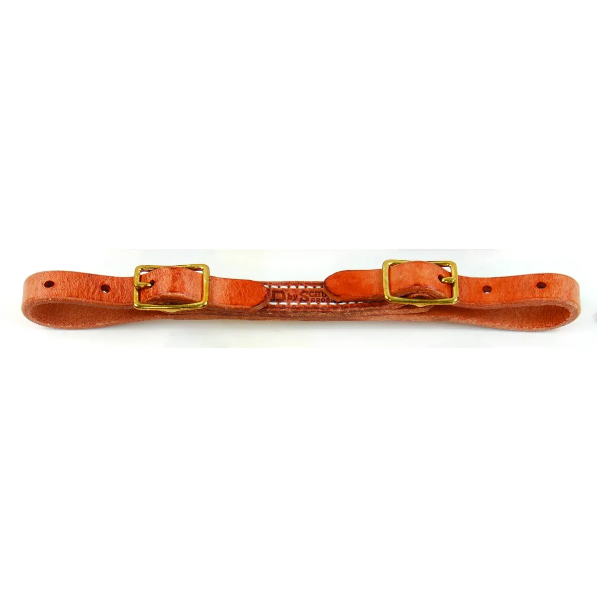 Al Dunning 2-Buckle Curb Strap by Pro Choice, premium russet brown leather horse tack. This adjustable equestrian accessory features two solid brass buckles and reinforced stitching for a secure, customized fit on western bits. A durable and essential piece of western riding gear designed for professional performance and refined rein communication.