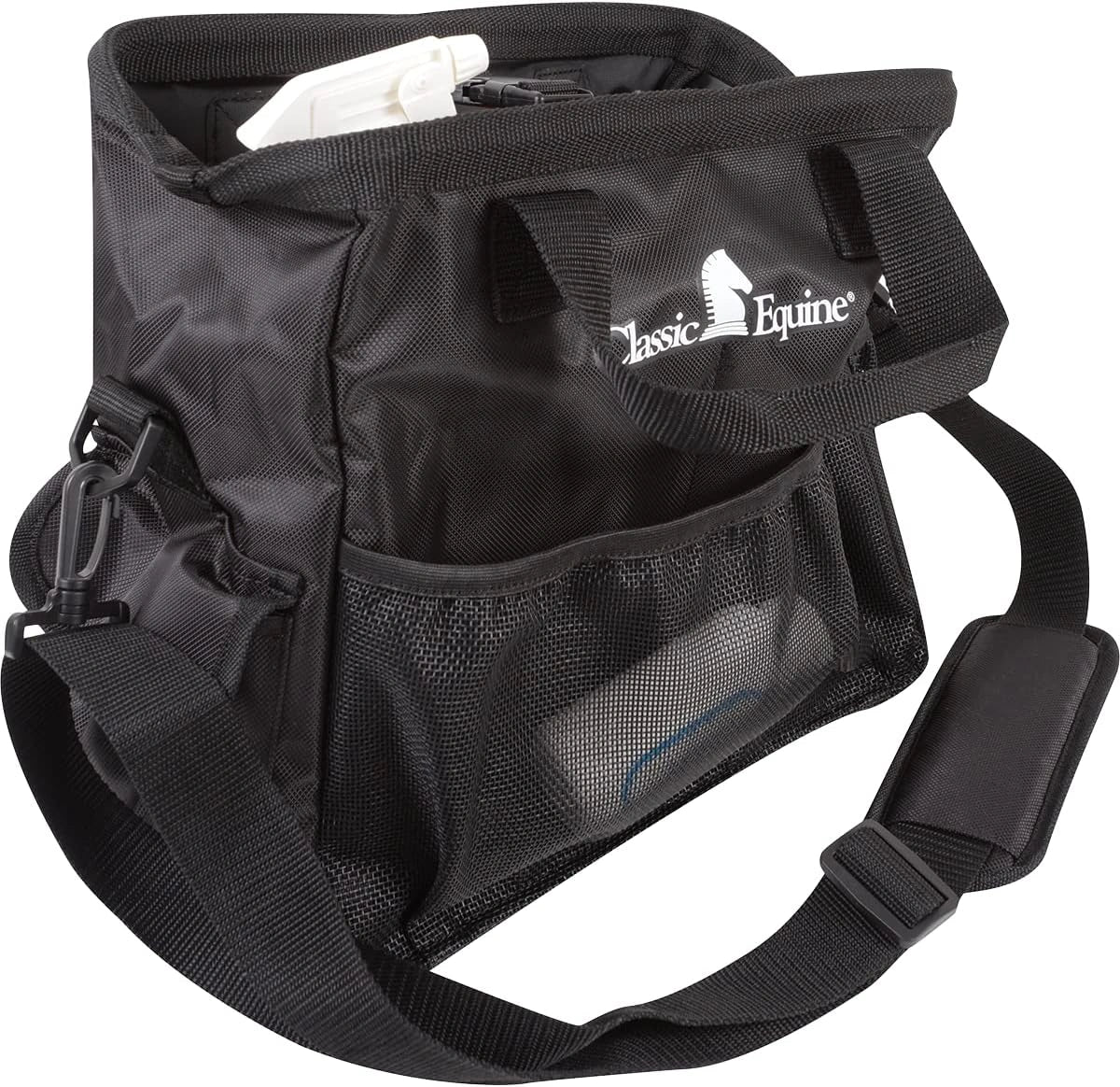 Black equestrian bag with Classic Equine logo on a white background
