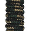 Black rope with gold clasp and hardware on a white background