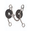 Brittany Pozzi Lifter Bit Series by Professional's Choice for barrel racing. Features a 5 1/2" jointed mouthpiece, stainless steel shanks, and black rubber bit guards. This high-performance horse bit includes a curb chain for precision and control in the arena. Ideal for competitive equestrians looking for a professional-grade lifter bit to improve their horse's performance.