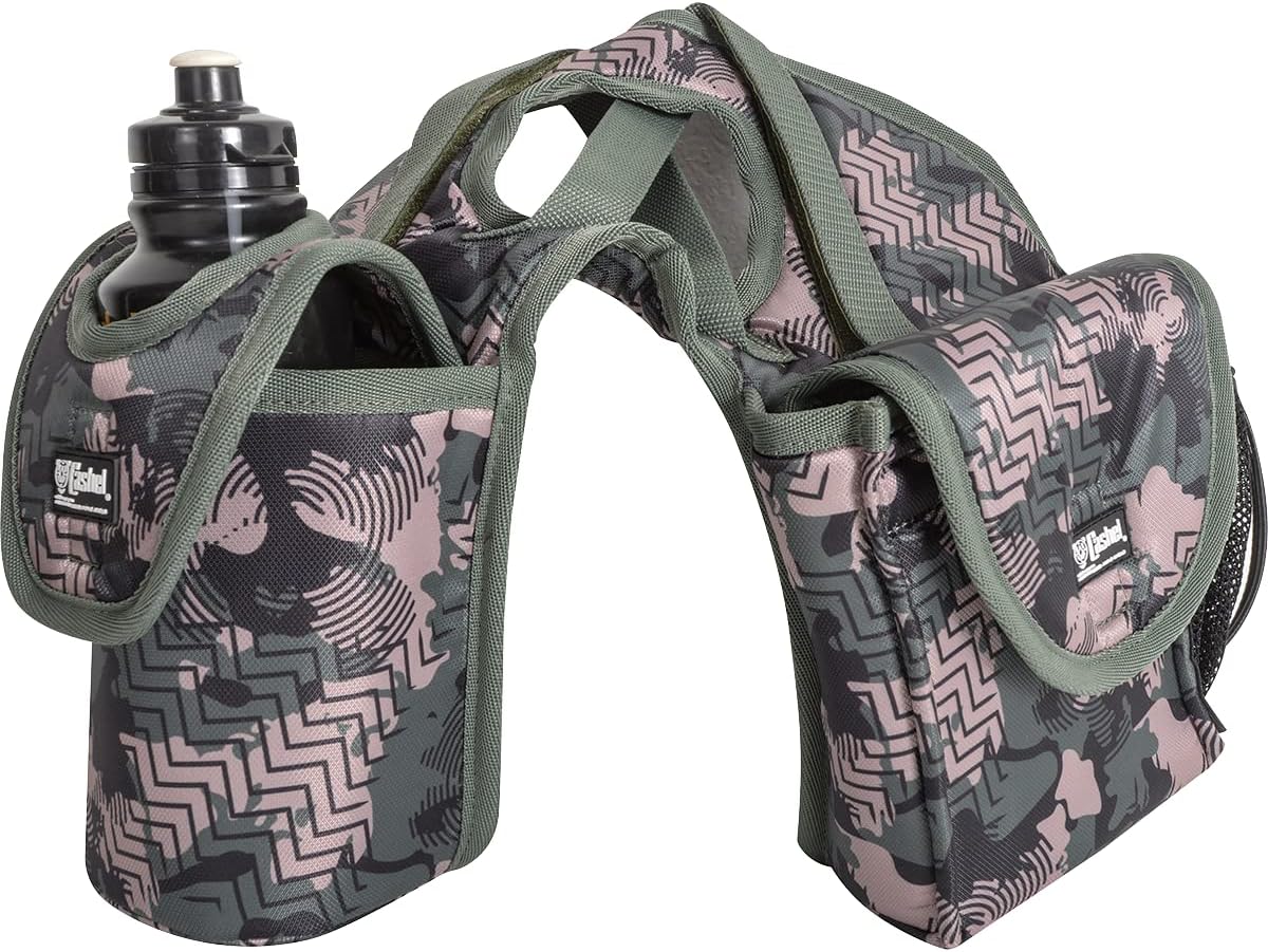 Cashel Horn Saddle Bag with Insulated Bottle & Lunch Holder, 600D Rip-Stop Nylon - 6-1/2” w x 7” h x 1-1/2” d