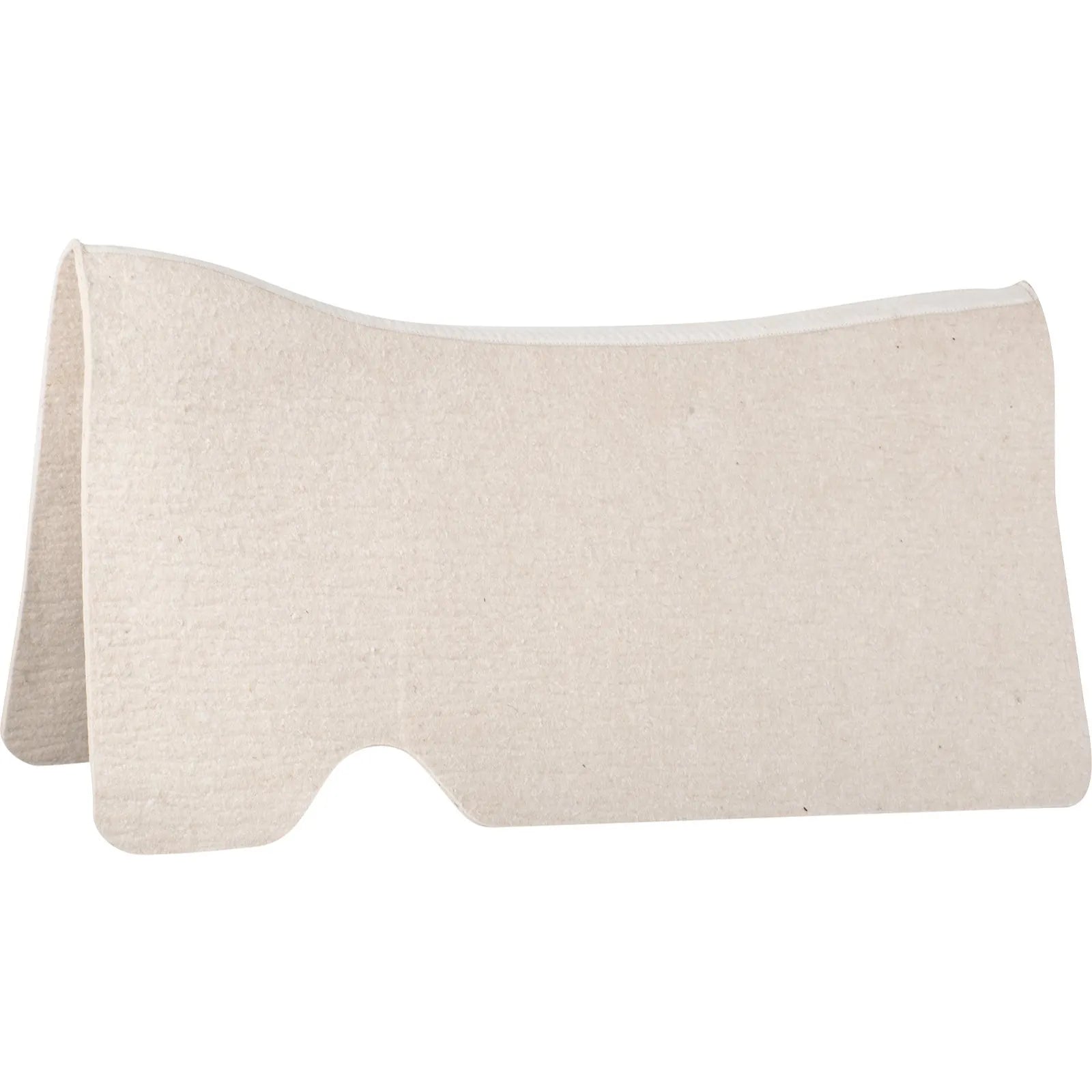Cashel 1/4-Inch Natural White Felt Western Saddle Liner featuring a contoured spine and front cutout for optimal fit and pressure relief. This high-quality wool felt liner provides moisture-wicking comfort and extra protection under a western saddle, ensuring your horse stays cool and comfortable. A must-have accessory for western riders seeking durable, breathable, and protective horse tack.