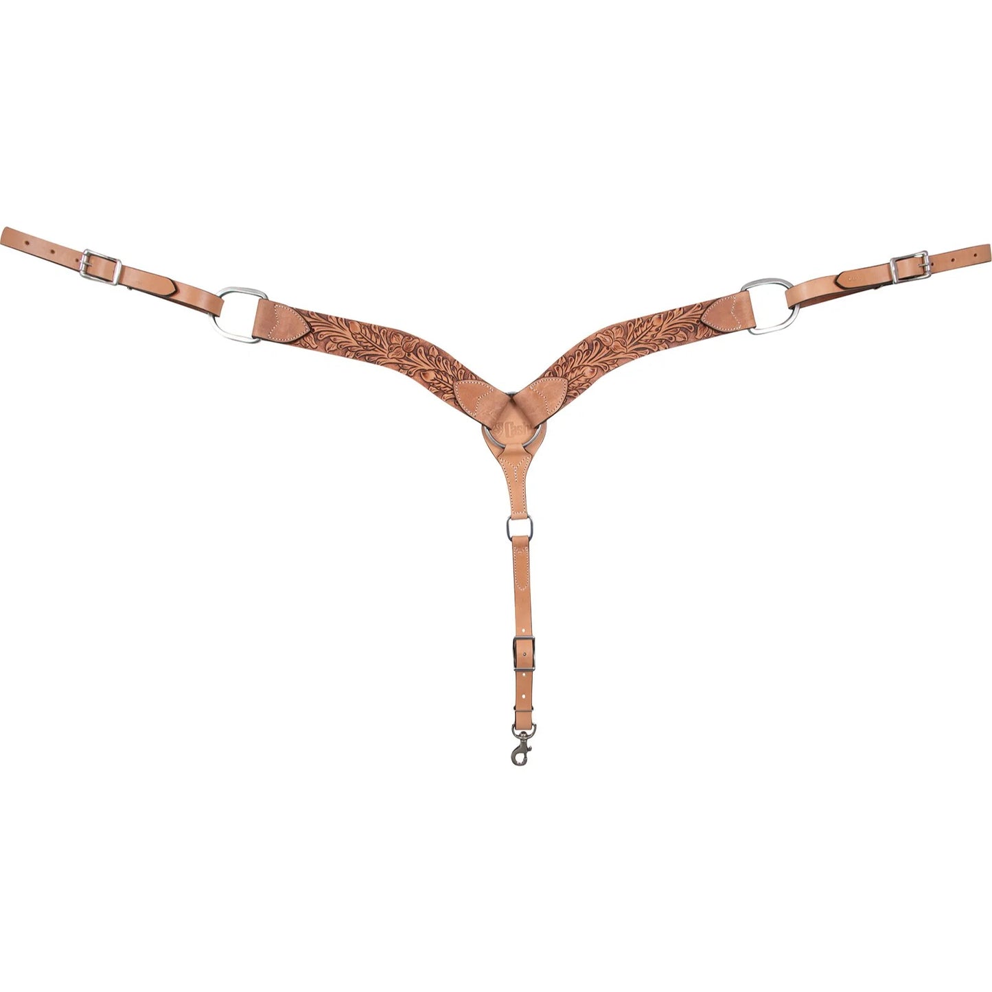 Cashel 2.25-inch Western Breastcollar with Antique Leaf Tooling - Premium Leather Tack