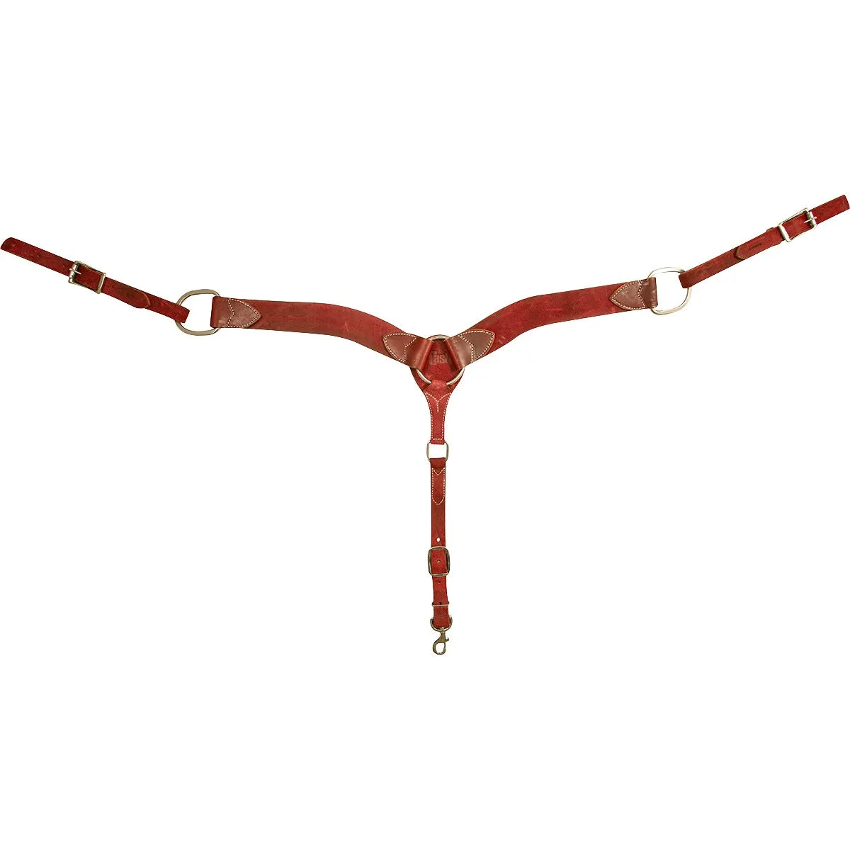 Cashel 2-inch Latigo Leather Horse Breast Collar in Chocolate Roughout. This durable Western breast collar features a roughout texture for superior grip and a classic chocolate brown finish. Designed with high-quality stainless steel hardware, adjustable tug straps with buckles, and a snap hook cinch attachment. An essential piece of horse tack for trail riding, ranch work, or western performance, offering both style and secure saddle stability.
