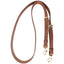Cashel Adjustable Flat Barrel Reins crafted from high-quality medium brown leather. These western horse reins feature adjustable brass buckles and durable trigger snap hooks for a secure, customized fit. Perfect for barrel racing or trail riding, the flat design provides ultimate control and comfort. Essential equestrian tack for horse riders looking for reliable performance and a classic leather look.