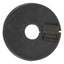 Single black Cashel Bit Cheek Guard made of soft rubber to protect a horse's mouth from pinching and rubbing. Features a circular design with a center hole and a side slit secured by a black nylon hook-and-loop closure for easy application over bit rings. Ideal for improving horse comfort and bit stability in any riding discipline. High-quality equestrian tack accessory for performance and protection.