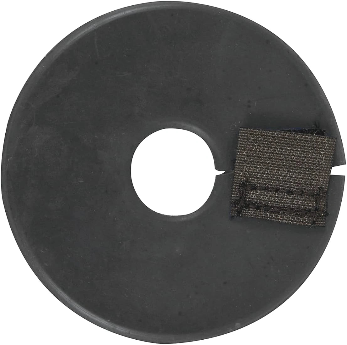 Black rubber washer with a strap on a white background