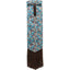 Cashel Designer Tail Bag Wrap featuring a chic teal, blue, and brown geometric triangle pattern. This stylish equestrian tail protector includes a secure Velcro top closure and long brown fringe at the bottom to keep your horse's tail clean and tangle-free. Perfect for show horse grooming and tail protection during travel or turnout, blending high-end fashion with practical horse care.