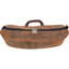 Cashel Distressed Leather Cantle Bag in a rustic brown finish, designed for western trail riding. This durable saddle bag features a curved shape, heavy-duty double zippers, and a sturdy brown webbing carry handle. The weathered, vintage-style leather is accented with an embossed Cashel logo, making it a stylish and functional equestrian accessory for storing essentials securely on the trail.