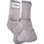 Cashel Equine Horse Fly Leg Guards in grey mesh featuring adjustable hook-and-loop closures and a contoured fit. These breathable horse boots provide essential fly protection and insect defense for sensitive legs during turnout. Lightweight and durable, the silver mesh design ensures airflow while preventing biting flies and pests. High-quality equine gear for summer comfort and fly season protection.