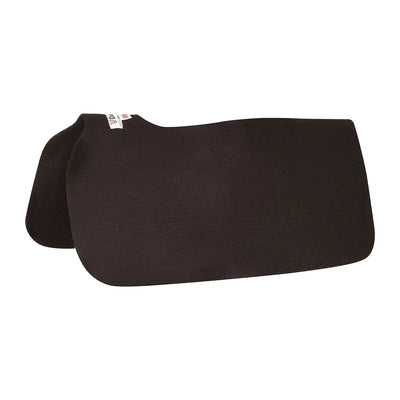 Black Cashel Felt Saddle Pad Liner, 1/4 inch thickness, designed for maximum horseback riding comfort. This high-quality black felt underpad features a contoured shape with wither relief to provide a better fit under western saddles. Durable and protective, it's essential equestrian gear for cushioning your horse’s back and improving saddle fit during daily rides or training.