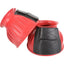 Cashel Heavy Duty Horse Bell Boots in vibrant red, designed for durable hoof protection and preventing overreach injuries. These equestrian bell boots feature a tough, ribbed rubber construction and secure, heavy-duty black double hook and loop closures. Perfect for performance or turnout, this colorful and protective horse gear offers both style and reliability for riders and horse owners.