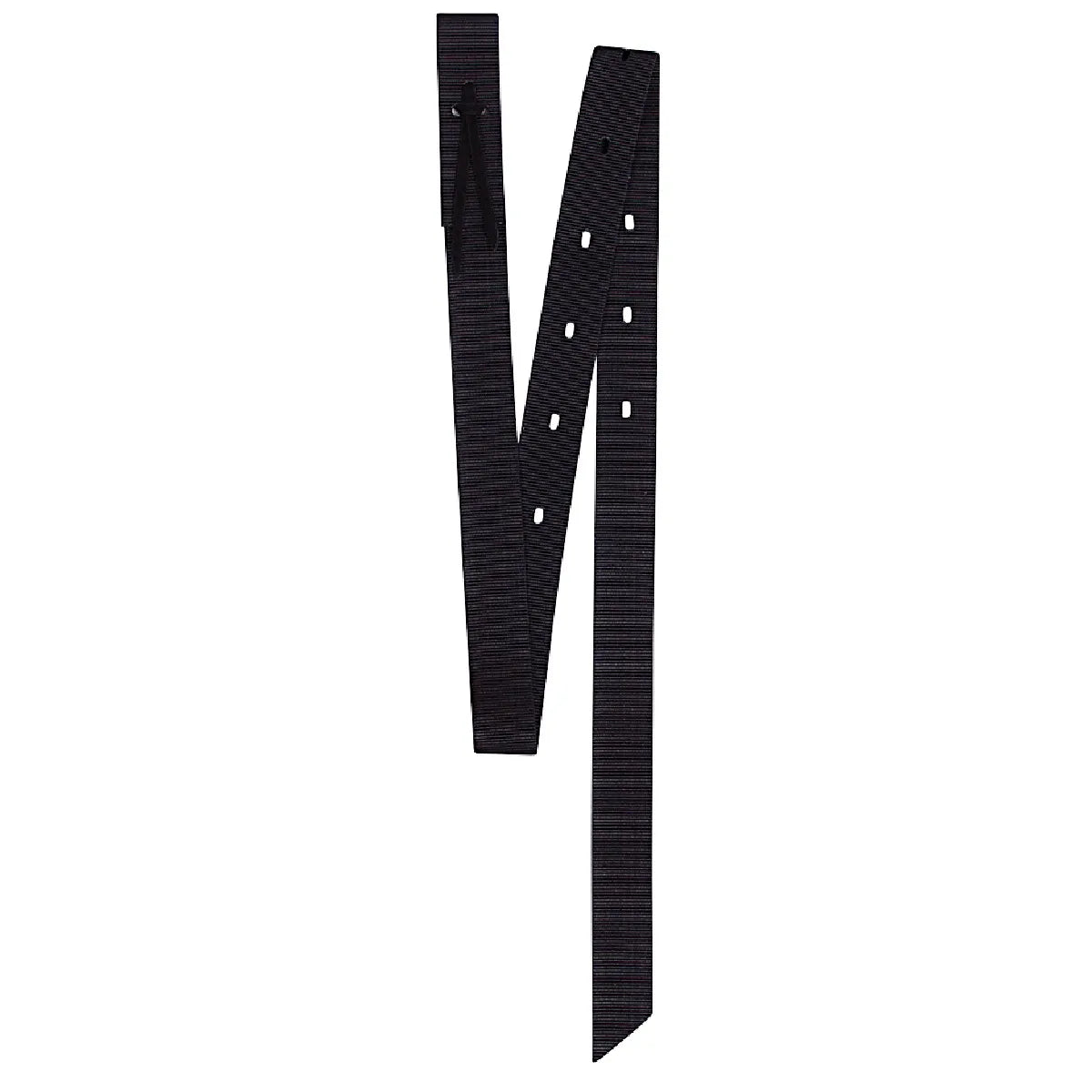 Cashel Heavy-Duty Nylon Latigo Tie Strap in Black. This durable western saddle accessory is crafted from high-quality, reinforced nylon with pre-punched holes for secure cinching and easy adjustment. An essential piece of horse tack, this black latigo offers a low-maintenance, long-lasting alternative to leather. Ideal for western riders looking for reliability and performance in their horse gear.