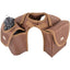 Durable brown Cashel Horn Saddle Bag for western trail riding. This pommel bag features a dedicated water bottle holder with an included black bottle and a large storage pouch with a secure flap for lunch or gear. Designed to fit easily over a saddle horn, it keeps trail essentials organized and accessible. High-quality horse tack perfect for long rides and outdoor adventures.