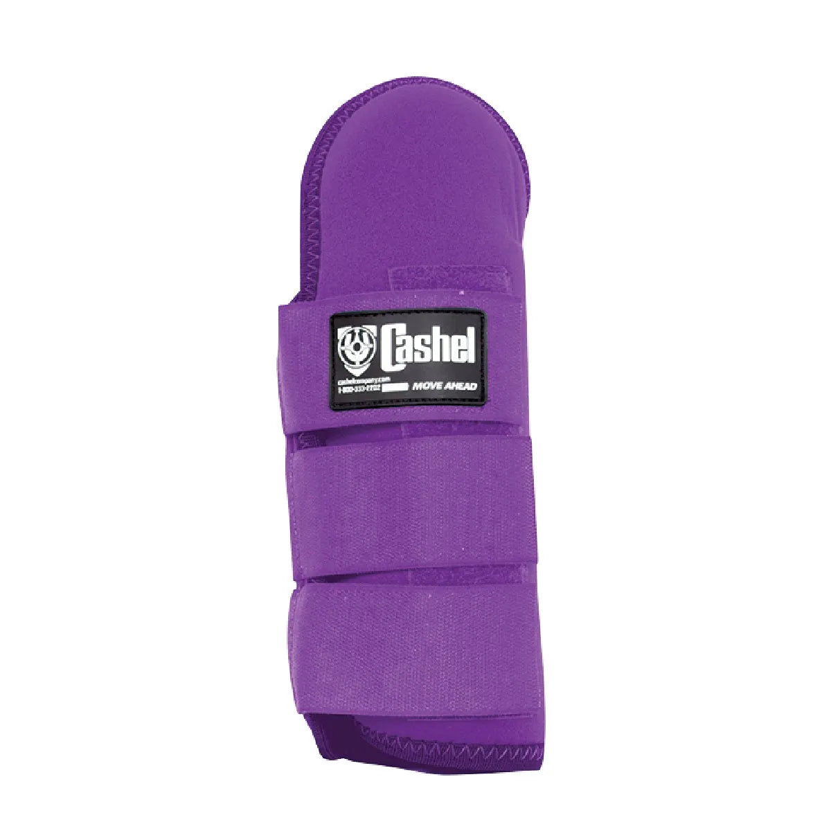 Purple Cashel Horse Tail Shield Guard featuring durable neoprene construction and three adjustable hook-and-loop straps for a secure fit. This equine tail wrap provides superior protection against rubbing and breakage during transport or stalling. Stylish and functional purple horse tail protector with the Cashel logo, perfect for keeping show tails clean and tangle-free.