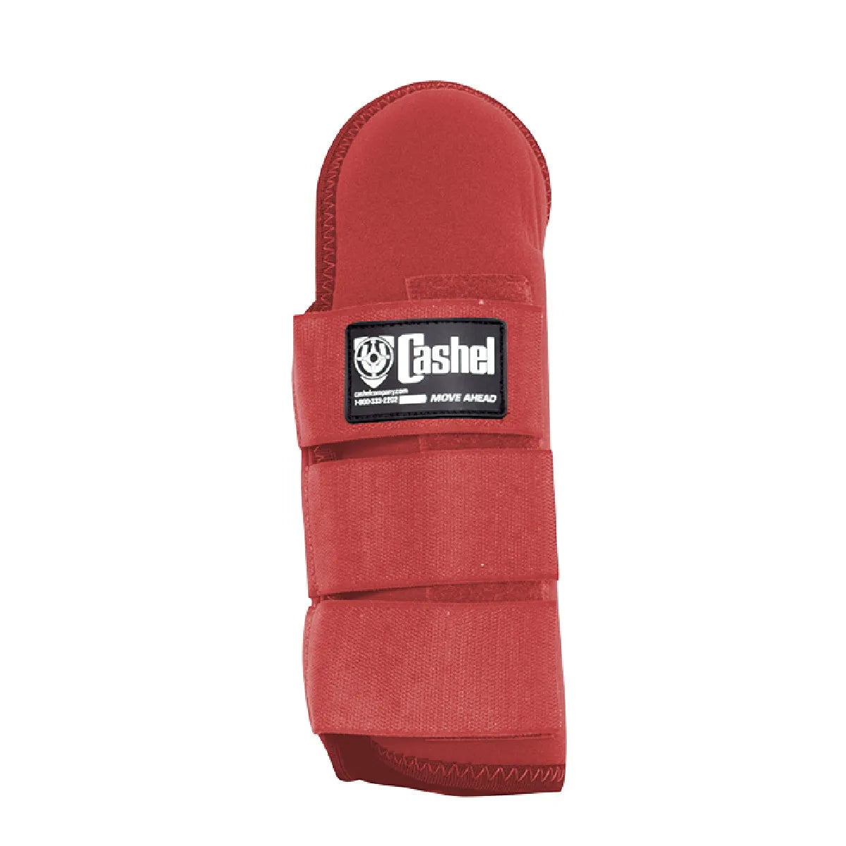 Red Cashel Horse Tail Shield Guard made of durable neoprene with a padded top for comfort. This equine tail wrap features three adjustable hook-and-loop straps to ensure a secure, non-slip fit during transport or stall rest. Designed to protect the horse's tail from rubbing, breakage, and dirt, it includes a black Cashel brand logo on the top strap. Ideal horse trailering accessory for tail protection and grooming maintenance.