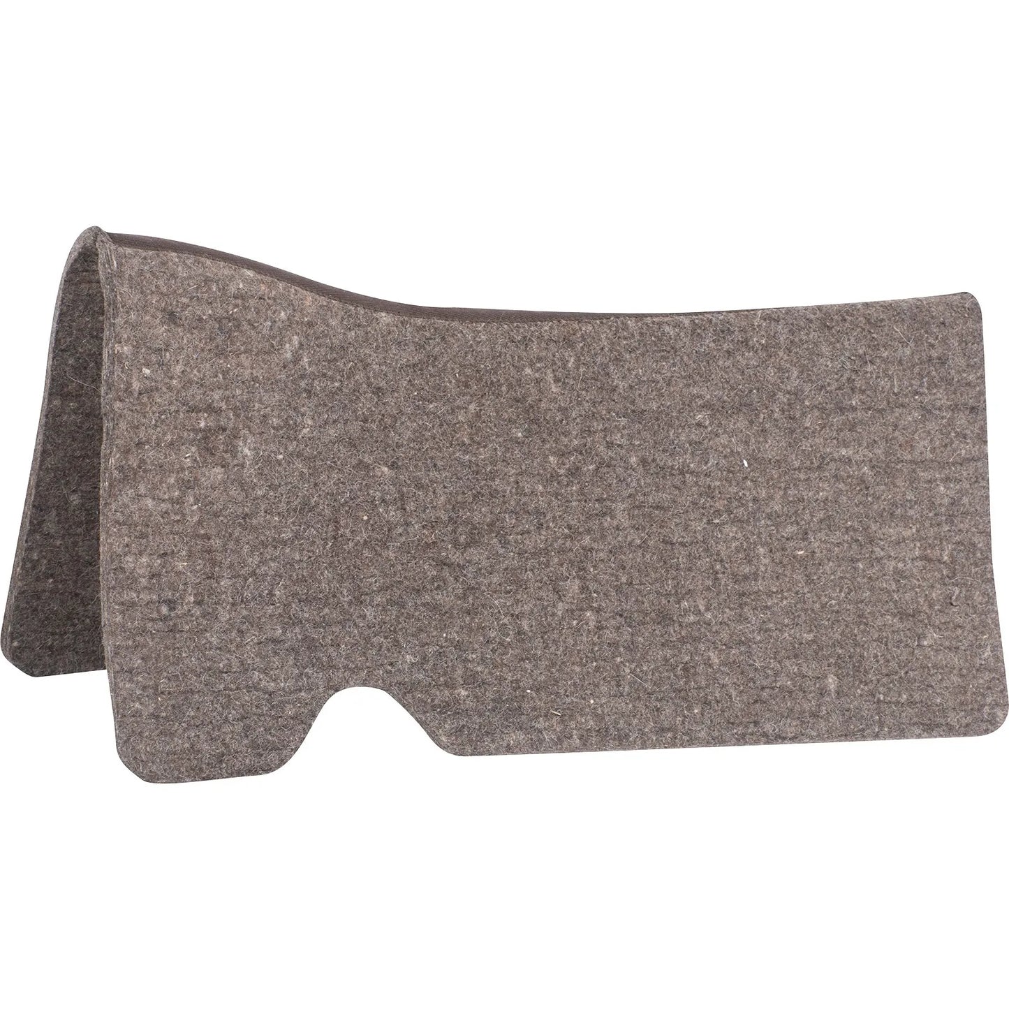 Cashel Natural Felt Western Saddle Pad Liner, 1/2-inch thick, featuring a contoured spine and leg cutouts for a close-contact fit. This high-quality natural gray wool felt pad provides excellent shock absorption and moisture-wicking protection under your Western saddle. A durable and breathable equestrian essential designed to improve horse comfort and performance by reducing pressure points and enhancing saddle fit.