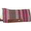 Cashel Performance Felt Pad 34x36, a charcoal gray Western saddle blanket featuring vibrant hot pink and white zigzag stripes. This high-quality pad includes a plush merino fleece lining for horse comfort and moisture-wicking, along with durable brown leather wear leathers. Ideal for Western disciplines, barrel racing, or trail riding, it combines professional-grade performance with a stylish, modern look for any equestrian setup.