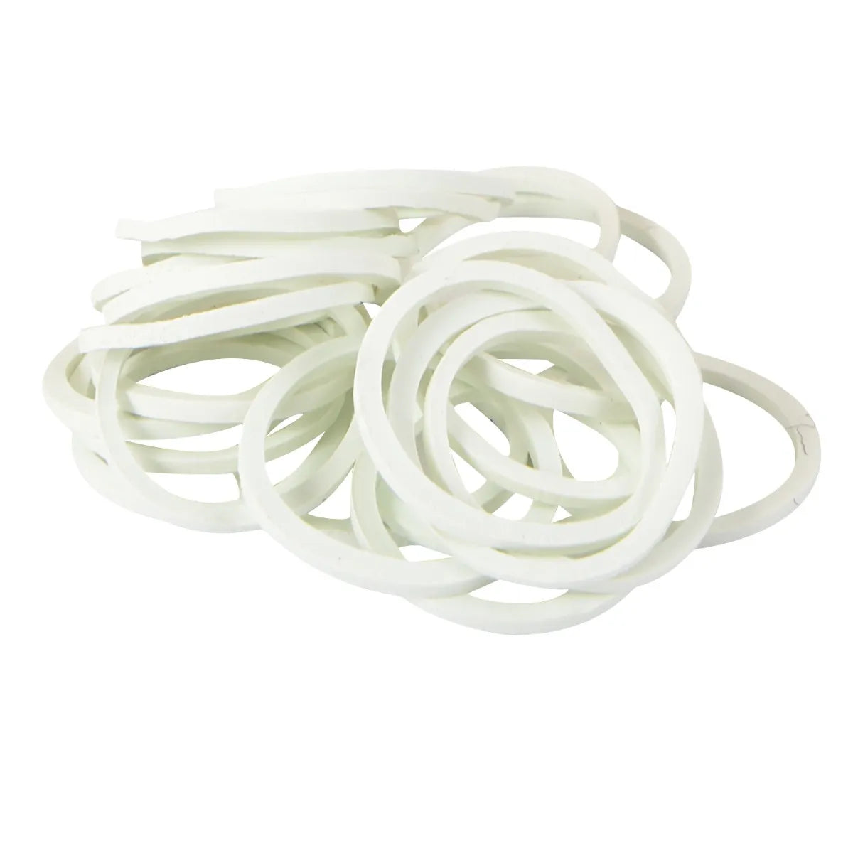 800 White Cashel Rubber Braiding Bands for horse mane and tail grooming. These tangle-resistant, high-quality white elastic bands are designed for professional braiding, banding, and secure hair styling without pulling or breakage. Perfect for equestrian show preparation and daily grooming, this bulk pack of durable rubber bands is an essential addition to any horse grooming kit for achieving a neat, show-ready look.