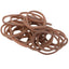 Cashel brown rubber braiding bands for horses, shown in a tangle-resistant pile. These durable 800-count grooming elastics are perfect for mane and tail braiding, offering a natural look for horse shows and daily care. A must-have accessory for professional equestrian grooming and styling.