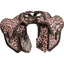 Cashel Small Horn Bag in a pink leopard print with black trim. This durable saddle storage for equestrians features two main pouches with secure buckle closures, a mesh bottle holder, and a small side pocket. Perfect for western trail riding, this animal print horn bag keeps gear organized and accessible. A stylish, functional accessory for horse riders looking for eye-catching saddle bags and equestrian gear.