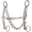Circle Y Carol Goosetree Chain Short Gag Bit in polished stainless steel. This high-performance western bit features a flexible chain mouthpiece and short gag shanks for quick, subtle communication and enhanced horse control. Includes a matching curb chain and durable rings for headstall and rein attachment. Ideal for barrel racing, performance training, and riders seeking responsive tack.