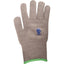 Classic Equine heavy-duty grey barn gloves featuring a durable knit texture, a signature blue horse head logo, and a vibrant green elasticized wrist for a secure fit. These versatile equestrian work gloves are perfect for ranch chores, gardening, and daily barn tasks, offering both protection and comfort for hardworking hands.