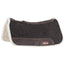 Classic Equine Biofit Correction Pad featuring a charcoal grey felt top with dark brown leather wear leathers and a plush white fleece lining. This contoured western saddle pad provides an anatomical fit for horse comfort and saddle fit correction, with built-in orthopedic support for pressure relief. Ideal for barrel racing, roping, or everyday trail riding, it’s a high-quality equestrian solution for better saddle balance and spinal clearance.