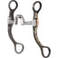 Classic Equine BitLogic 7.5-inch Low Port Bit featuring an antique finish with intricate silver floral engraving and a copper flower accent on the S-shanks. This professional-grade western curb bit includes a smooth low port mouthpiece with a roller, designed for training, pleasure riding, and competition. The dark steel shanks provide a stylish, traditional look for performance horses. Perfect for riders seeking precision and elegance in quality horse tack.