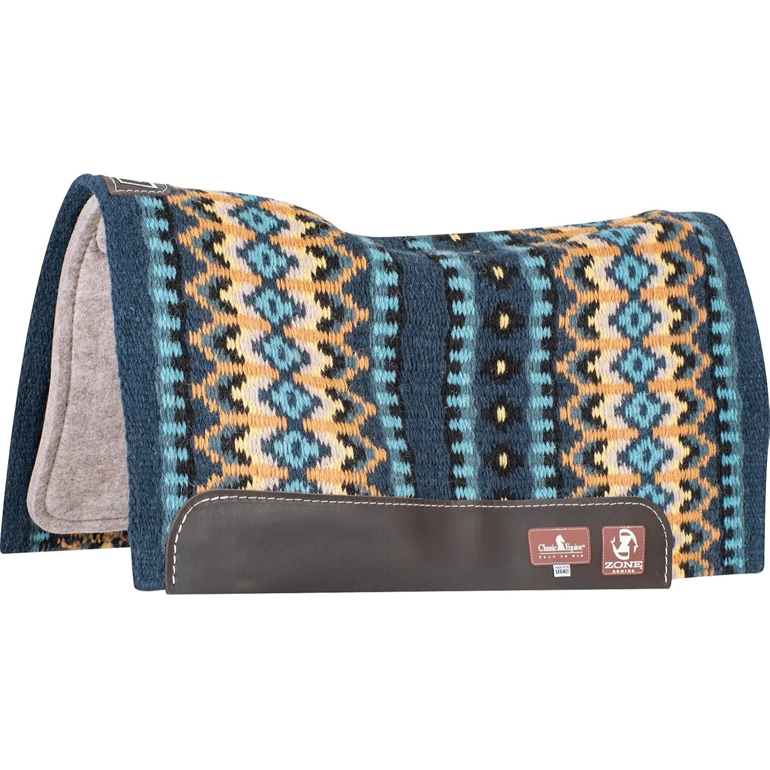 Classic Equine Blanket Top Saddle Pad - Premium Wool Performance Western Pad for Superior Fit