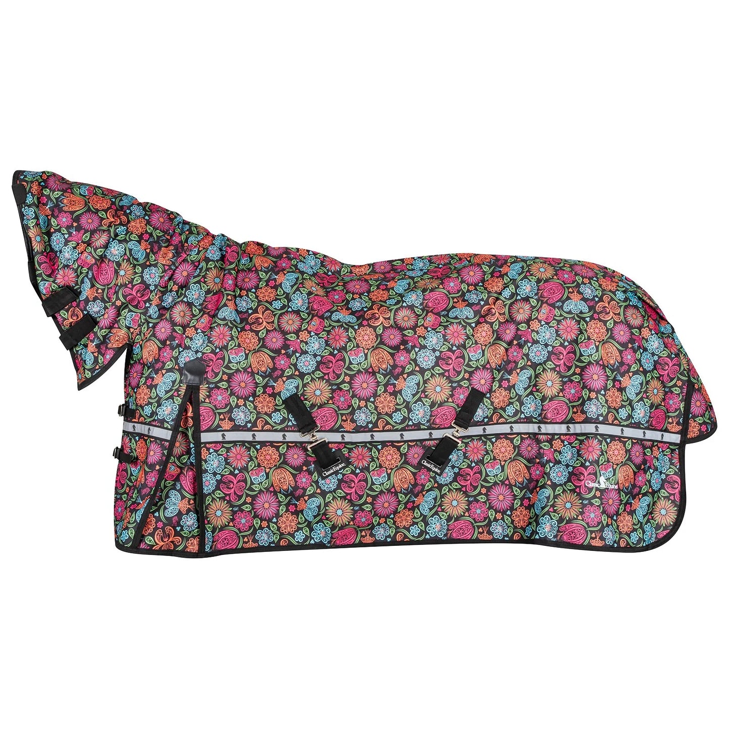 Classic Equine Cross Trainer Hooded Winter Horse Blanket - Durable Heavyweight Turnout - Multiple Sizes