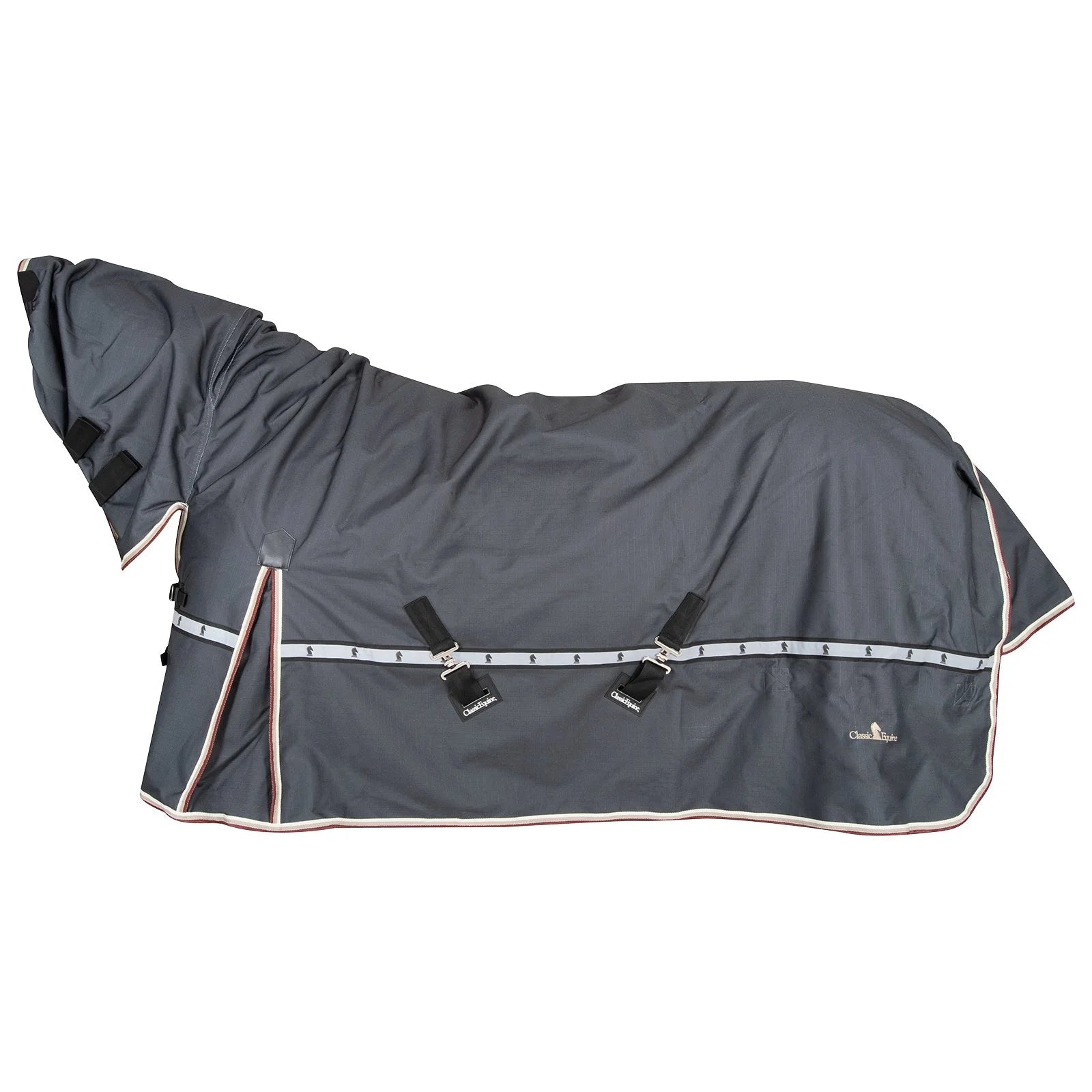 Classic Equine Cross Trainer Hooded Winter Horse Blanket - Durable Heavyweight Turnout - Multiple Sizes