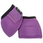 Classic Equine Dyno Bell Boots in vibrant purple, featuring a heavy-duty nylon outer shell and soft black padded collars for superior horse hoof protection. These durable overreach boots include a secure hook-and-loop closure and a branded logo patch. Essential equestrian gear designed to prevent overreach injuries during training or performance. Stylish and protective purple horse boots for any discipline.