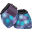 Classic Equine Dyno Bell Boots for horses featuring a vibrant purple and teal abstract digital print. These durable no-turn bell boots provide superior hoof and heel protection with a secure hook-and-loop closure and soft black trim. Perfect for equestrian training, performance, and turnout, these stylish horse boots combine high-impact protection with a fun, eye-catching pattern.
