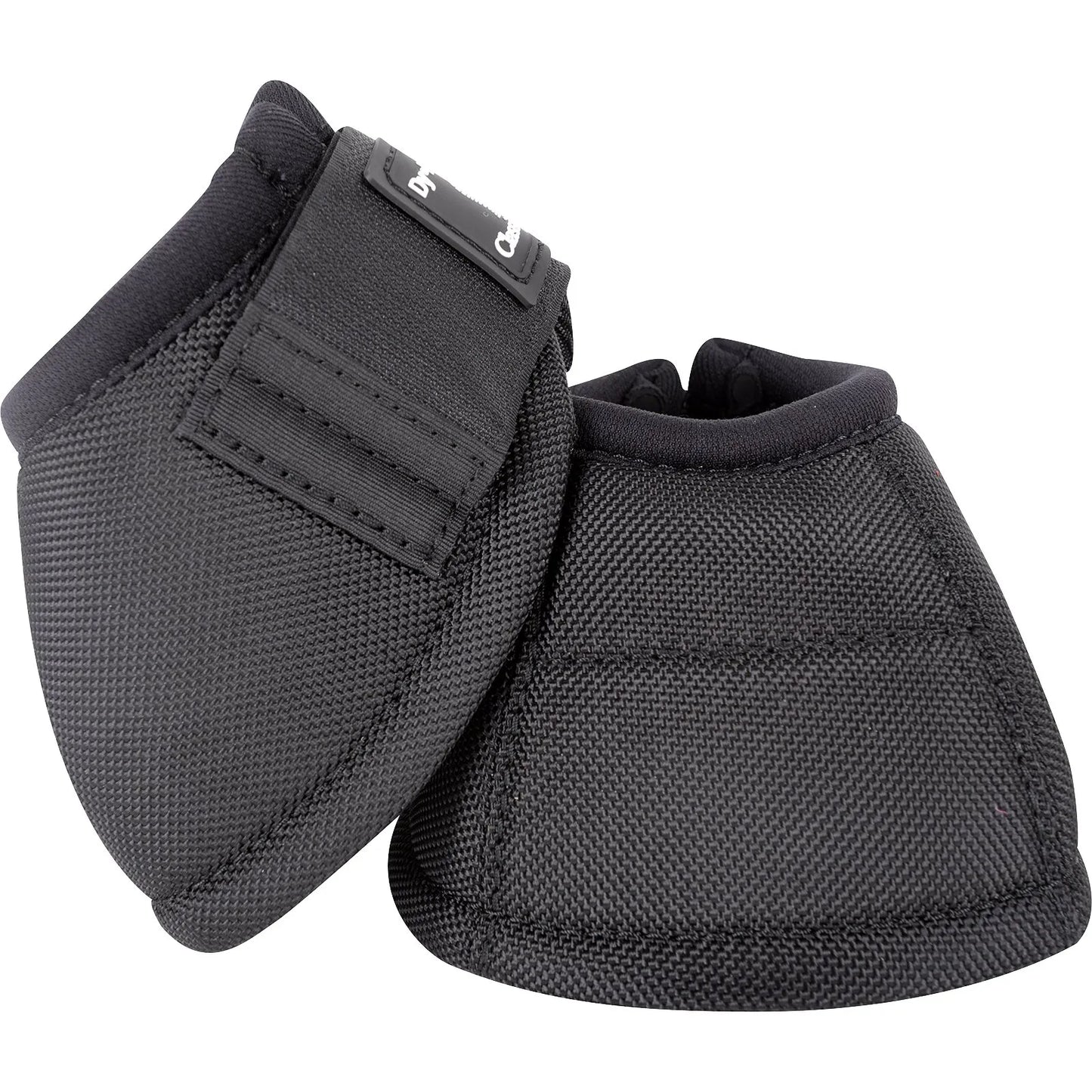 Classic Equine Dyno Bell Boots in black, featuring a heavy-duty water-repellent outer shell and secure hook-and-loop closure. These premium horse boots provide ultimate hoof protection and impact resistance for performance horses. The contoured design ensures a stay-put fit to prevent overreach injuries during training, competition, or turn-out. Must-have equestrian gear for durable, professional-grade hoof care and horse safety.