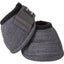Pair of Classic Equine Dynohide 2520D No Turn Bell Boots in charcoal gray. These durable horse overreach boots feature a heavy-duty textured outer shell, soft padded collar for comfort, and a secure hook-and-loop closure with a no-turn design to prevent shifting. High-quality equestrian hoof protection designed for impact resistance and maximum performance during training or competition.