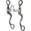 Classic Equine Floral Scroll Correction Bit with 8-inch cavalry shanks. This premium western horse bit features elegant silver-toned floral scrollwork and a copper flower detail on blackened steel shanks. Designed for precision control, the high-port swivel mouthpiece allows for independent side action. Ideal for performance horses and western riders seeking high-quality tack with a stylish, decorative finish for the show ring or daily training.