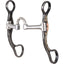 Classic Equine Floral Scroll Straight Shank Bit featuring elegant silver and copper engraved floral details on dark steel shanks. This western horse bit includes a stainless steel mouthpiece with a high port for gentle control and clear communication. Perfect for training or showing, this stylish horse tack is a must-have for western riders looking for quality and aesthetic appeal.