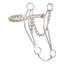 Classic Equine Goosetree Hackamore for effective horse training. This silver-toned western hackamore features a flexible chain noseband encased in protective clear plastic tubing. Designed with long shanks for balanced leverage and includes a matching metal curb chain. A high-quality bitless bridle alternative for western riders, perfect for refining communication and control during training sessions.