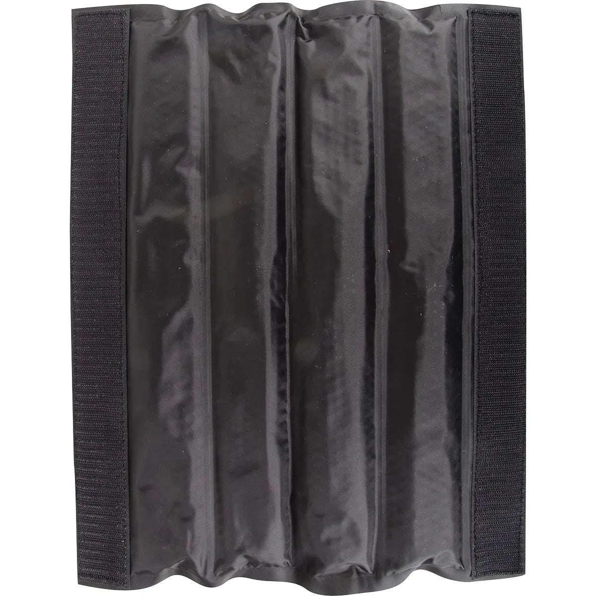 Classic Equine Ice Therapy Leg Boot in sleek black, featuring a segmented channel design to distribute cooling gel evenly. This horse leg wrap includes wide, durable hook-and-loop Velcro strips for a secure, adjustable fit. Perfect for equine cold therapy, soothing sore tendons, reducing inflammation, and accelerating post-exercise recovery. A must-have horse care accessory for equestrian injury prevention and performance maintenance.