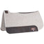 Classic Equine Kid's Felt Saddle Pad featuring natural gray wool felt and dark brown leather wear leathers with white contrast stitching. This high-quality, contoured youth saddle pad provides exceptional comfort and protection for young riders. Includes reinforced wither protection and the Classic Equine logo with a Made in USA tag. Perfect for western riding and everyday equestrian use.