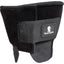 Classic Equine Knee Boot 2 in solid black, offering superior horse knee protection. This durable equine boot features a wide, adjustable hook-and-loop strap for a secure fit and is crafted from soft, impact-absorbing material to prevent injuries during performance. The brand's knight logo is featured on the center strap. High-quality horse leg protection essential for any equestrian’s tack room, designed for maximum comfort and long-lasting durability.