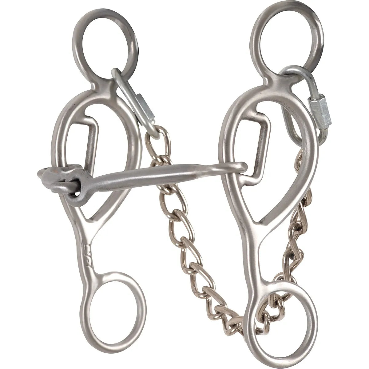 Classic Equine Les Vogt Barrel Bit crafted from polished stainless steel. This Western shank bit features unique teardrop-shaped swivel shanks, a smooth jointed mouthpiece, and an adjustable curb chain. Designed for balanced leverage and gentle horse training, it’s a top choice for barrel racing and performance riding. Perfect for equestrian enthusiasts seeking effective communication and refined control in the arena.