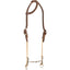 Classic Equine Loomis Draw Gag Bit and Headstall Set, a professional-grade horse training essential. This high-quality western tack features a rich brown leather headstall with contrast white stitching, silver buckles, and a single ear loop. The durable tan nylon rope draw reins connect to a stainless steel jointed gag bit, designed for refined control and responsiveness. Ideal for equestrian schooling, performance training, and improving horse collection and suppleness.