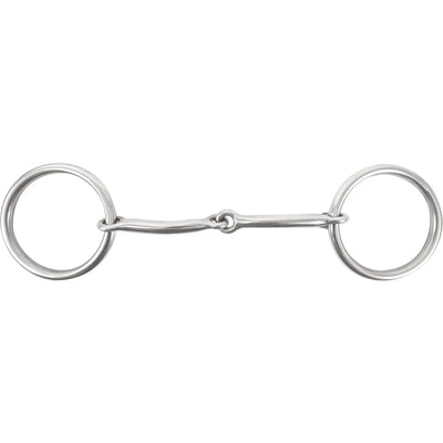Classic Equine O-Ring Smooth Snaffle Bit featuring high-quality polished stainless steel construction. This gentle training bit has a single-jointed smooth mouthpiece and loose O-rings for clear communication. An essential piece of equestrian gear for young horses or daily schooling, it provides a classic look and soft feel for both English and Western riding disciplines.