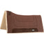 Classic Equine Performance Trainer Western Saddle Pad in chocolate brown with a plush cream fleece lining. This contoured horse pad features durable dark brown wear leathers and a shock-absorbing design for maximum comfort during training. Ideal for Western riding, it provides pressure relief and a secure fit, making it an essential piece of equestrian gear for daily use and performance.