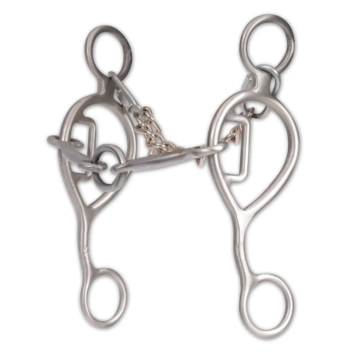 Classic Equine Positioner Shank Barrel Bit featuring 6.5-inch stainless steel shanks and a smooth bar lifesaver mouthpiece. This high-performance horse bit offers independent side movement and lateral control, ideal for barrel racing and precision training. The three-piece jointed mouthpiece and teardrop-style shanks provide effective communication and a professional look for your horse tack collection.