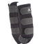 A pair of black Classic Equine Quick Wraps designed for easy liniment application and horse leg protection. These durable equine bandages feature three secure hook-and-loop straps across the cannon bone and an angled fetlock strap. Each wrap includes a soft, removable white inner liner for maximum comfort and support during recovery or transport. High-quality neoprene-like material with the Classic Equine logo, ideal for daily equestrian care and post-workout leg support.
